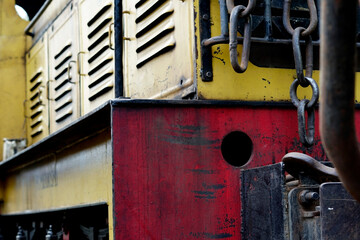 part of locomotive on old train