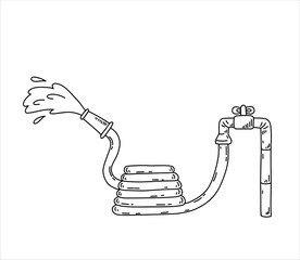 Garden hose. Connection to water supply. Lawn and garden irrigation.