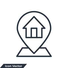address icon logo vector illustration. Map pointer house symbol template for graphic and web design collection