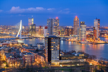 Rotterdam, Netherlands, city skyline over the Nieuwe Maas River