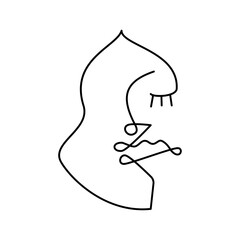 hand drawn line face, face silhouette