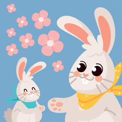 Fototapeta premium bunnies and flowers