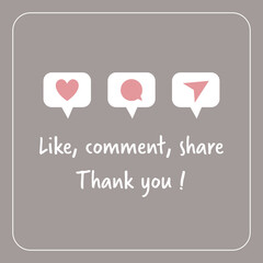 Like comment share icons for social network slide - design pictogram elements