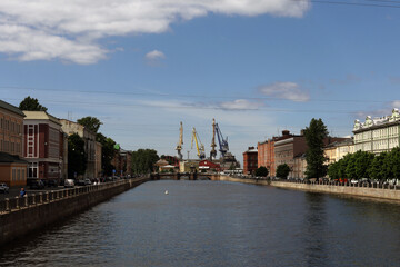 A view from Fantanka river to Admiralty Shipyards St. Petersburg