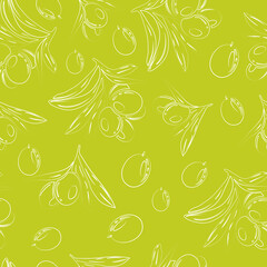 Seamless pattern with olive branches. Retro decorative texture background for textile, paper, labels and etc. Vector illustration.