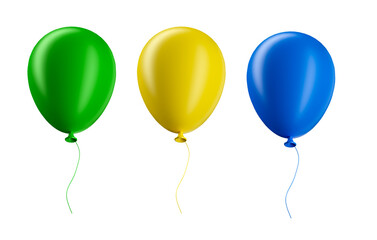 Balloons with Brazil colors in 3d render
