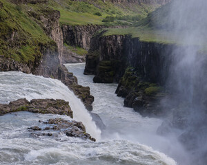 View over the last fall into the gorge at Gullfoss (waterfall) on The Golden Circle. 