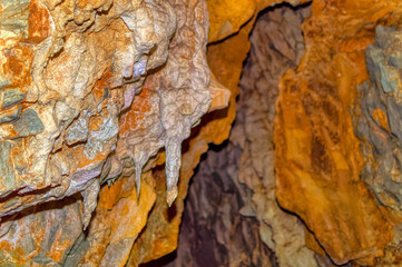 Internal natural made decorations inside Stopica cave at Zlatibor, Serbia.