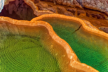 Beautiful internal water made cascades inside Stopica cave at Zlatibor, Serbia.