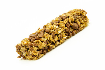 Whole grain bitter chocolate diet bar on a white background