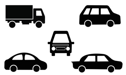 set of cars. Car icon set.  Car vector collection. Car and truck model with white background. Silhouette of car. 