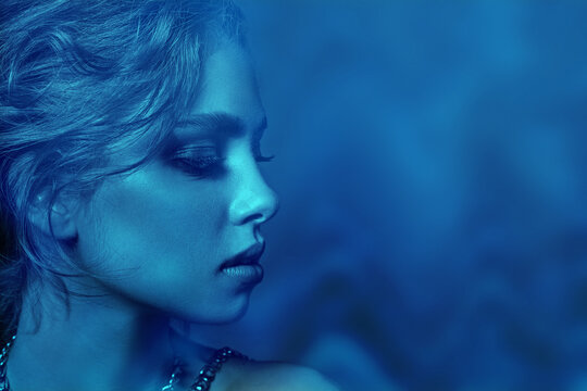 Face and skin of a woman close-up after cold therapy, Cryotherapy Skincare 