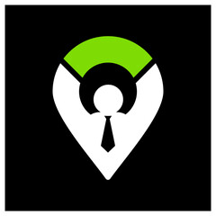 simple vector logo pin with business people