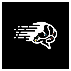 simple brain technology vector logo