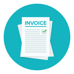 illustration of a invoice icon in solid circle.business document 
