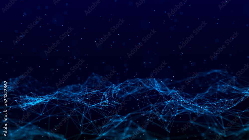 Aufkleber data technology illustration. abstract background with a dynamic wave. plexus. 3d rendering.