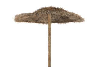 Isolated tropical umbrella made of straw