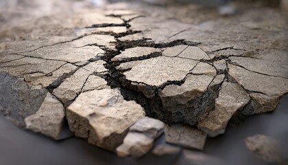 A large crack broke a block of stone. - obrazy, fototapety, plakaty
