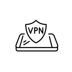 VPN protected secure connection for smartphone. Pixel perfect, editable stroke line art icon