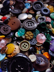 Vintage multicolored buttons in different sizes