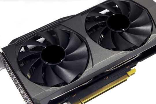 Graphics card isolated on white background.