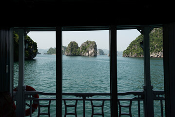 View of Ha long Bay from the cruise boat