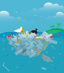 dirt plastic  in the water