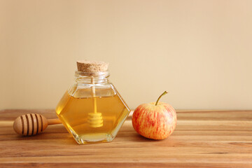 Rosh hashanah (jewish New Year holiday) concept. Traditional symbols