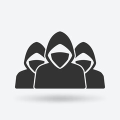 Group Unknown hackers icon. Anonymous person pictogram isolated on white background. Vector sign illustration.
