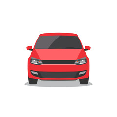 Red car isolated on white background. Front view. Vector illustration