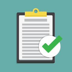 Clipboard with checklist icon. Flat illustration of clipboard with checklist icon for web