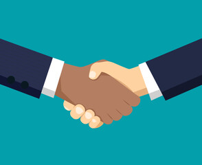 Shaking hands of two business partners. Greetings at the meeting. Symbol of agreement, consent.