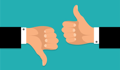 Thumbs up and down, like dislike icons for social network. Vector illustration.