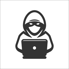 Computer hacker with laptop icon
