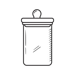 Outline kitchen jar doodle. Hand drawn silhouette of kitchenware element. Storage vector item isolated on white. Black line cookware