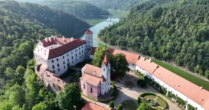 Aerial View of  Bitov Castle near Vysocany, Czechia, Europe.  