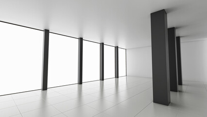 Illustration 3D rendering large luxury modern bright interiors Living room mockup computer digitally generated image