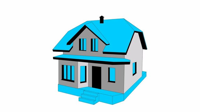 Symbol of house. Flat icon. The process of building a house. Concept of home, real estate. Vector illustration isolated on white background.
