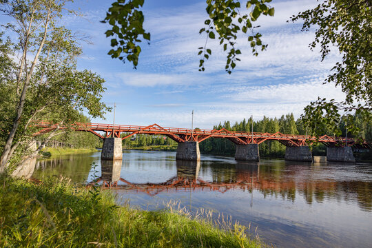Old bridge over Skellefteå river,Norrland,Skellefteå,Västerbottens county,Sweden,scandinavia,Europe