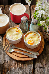 Oven baked eggs with cheese