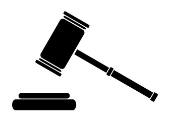 Auction icon, black silhouette, vector illustration on white background