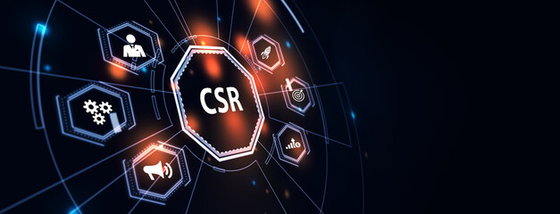 CSR abbreviation, modern technology concept. Business, Technology, Internet and network concept. 3d illustration