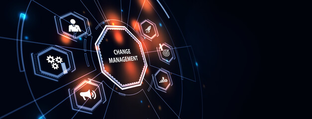CHANGE MANAGEMENT, business concept. Business, Technology, Internet and network concept. 3d illustration - obrazy, fototapety, plakaty