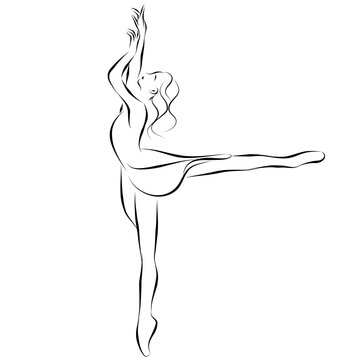 sketch drawing of an elegant dancer in a dance, a ballerina in a short dress  
