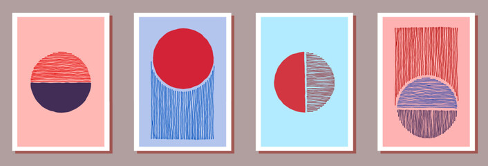Obraz premium Hand painted original postcards vector set.
