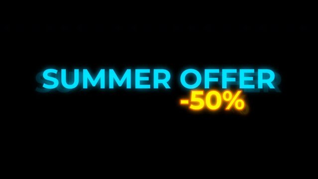 Summer Offer - minus 50 percent. Intro for summer sales. Perfect video for summer sales, online stores, any online sales and other. For overlay.