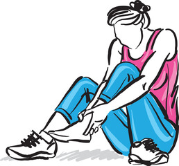 fitness woman girl with ankle foot injury pain jogger sports concept vector illustration