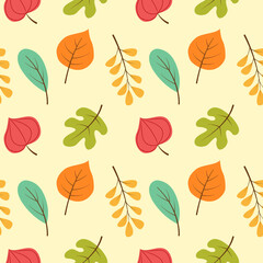 Obraz premium Autumn foliage, leaves pattern vector illustraition.