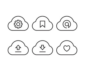 cloud and user interface icons set vector illustration