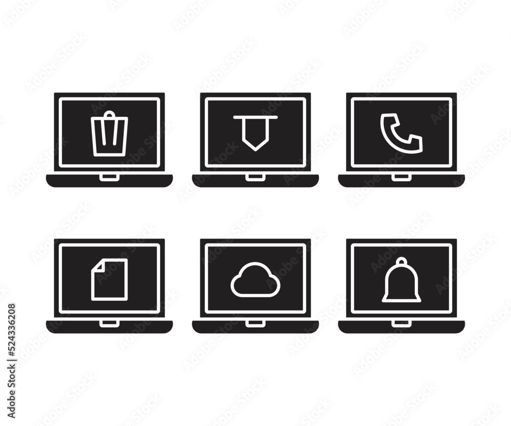 Wall mural laptop computer and user interface icons vector illustration